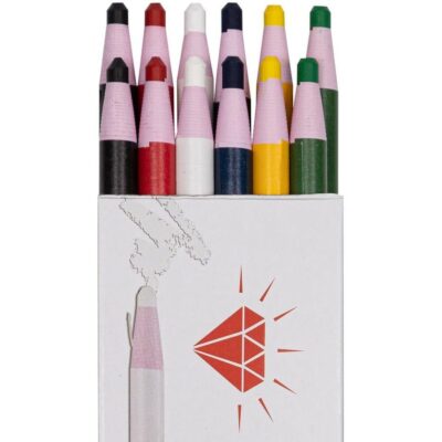 Office 4 All Diamond Peel-Off China Markers,Glass, Cellophane, Vinyl,Metal, Skin, Etc..Assorted - Pack of 12 (Color Mix - 2×6 Color)