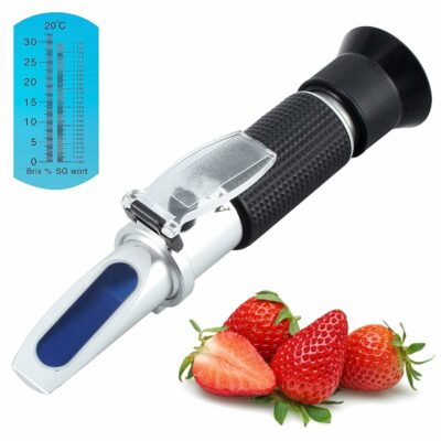 AUTOUTLET Brix Refractometer with ATC Dual Scale Brix 0-32% & Wort Specific Gravity 1.000-1.130, Digital Brix Refractometer for Beer, Wine, Fruit Juice, and Homebrew 