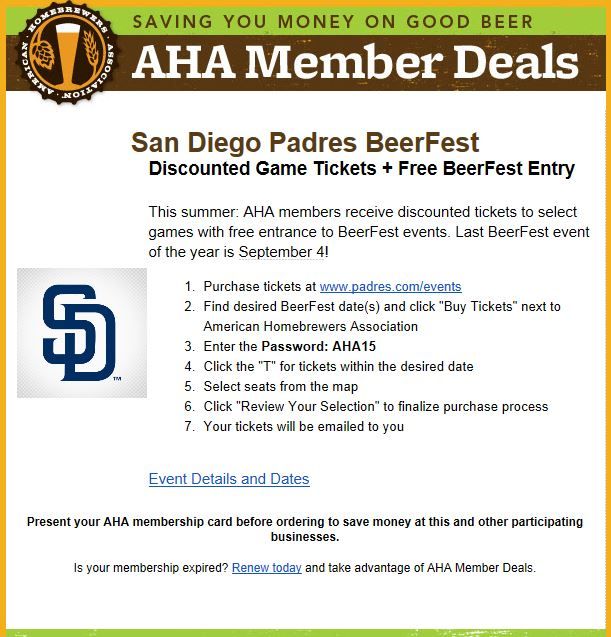 San Diego Discounted Padres Tickets + Free BeerFest Entry for AHA