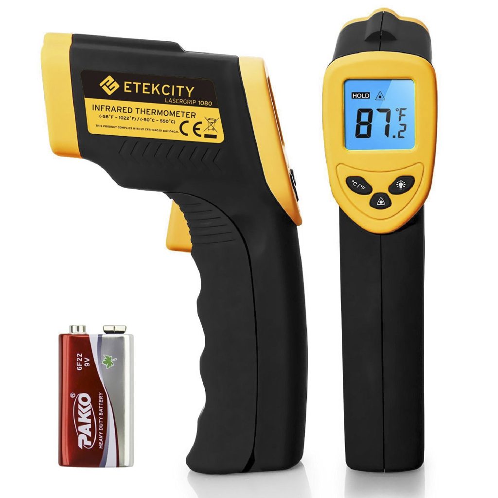 Etekcity Lasergrip 1080 Non-contact Digital Laser Infrared Thermometer, Yellow and Black