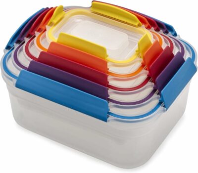 Joseph Joseph Nest Lock Plastic BPA Free Food Storage Container Set with Lockable Airtight Leakproof Lids, 10-Piece, Multi-Color 