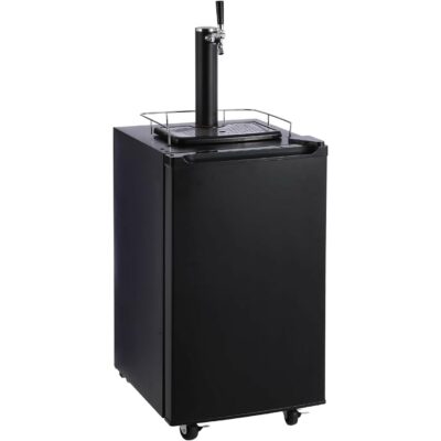 Beer Kegerator, Single Tap Draft Beer Dispenser, Full Size Keg Refrigerator With Shelves, 32°F- 50°F Temperature Control, Drip Tray & Rail, Black 