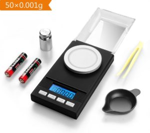 Digital Milligram Scale with Calibration Weights, Scoop, Powder
