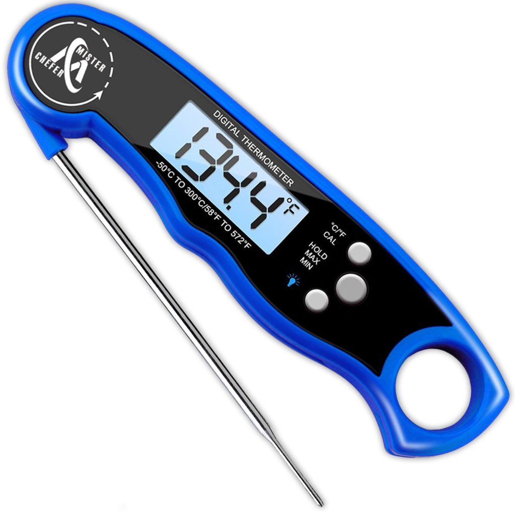 Waterproof Instant Read Thermometer - Best Digital Meat Thermometer - Electric Food Thermometer with Calibration and Backlight functions for Candy Turkey Milk Tea BBQ Grill Steak