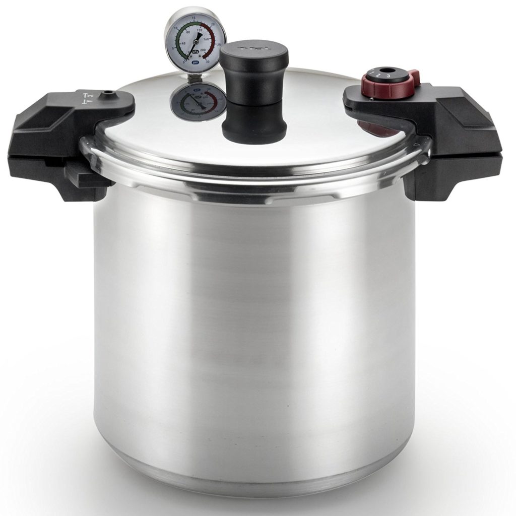 T-fal Pressure Canner, Pressure Cooker with 2 Racks and 3-PSI Settings, 22-Quart, Silver, Model 931052