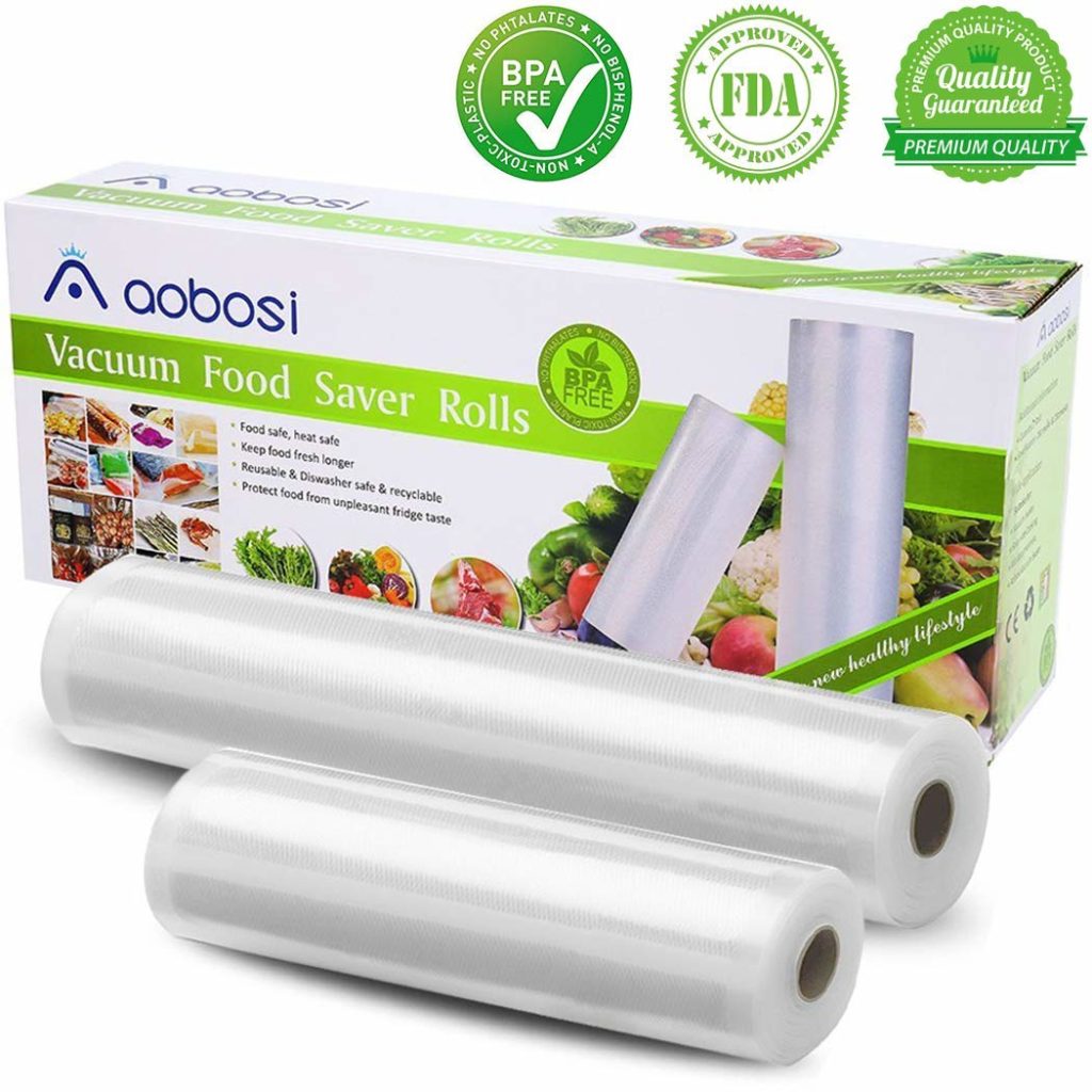 Aobosi Vacuum Sealer Bag Rolls BPA-Free 11"×20'and 8"×20'Embossed Vacuum Food Storage Bags for Food Save and Sous Vide,Compatible with all Vacuum Sealers｜Food Grade and FDA Approval