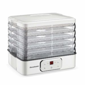 Nesco 5-Tray Food Dehydrator, Expandable up to 7 Trays, 400W, Dishwasher-Safe Parts, Clear Top, White