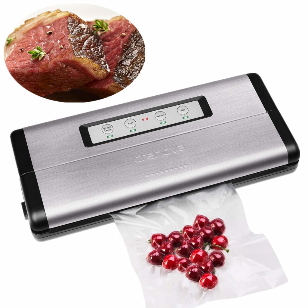 Crenova VS100S Vacuum Sealer Food Sealer Saver Machine + 1 Vacuum Roll + 10 pcs Vacuum Bags