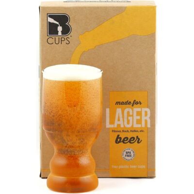 BCups Lager Outdoor Plastic Craft Beer Cups, BPA & BPS-free (4-Pack) 