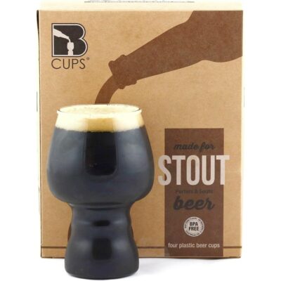 BCups Stout Outdoor Plastic Craft Beer Cups, BPA & BPS-free (4-Pack) 