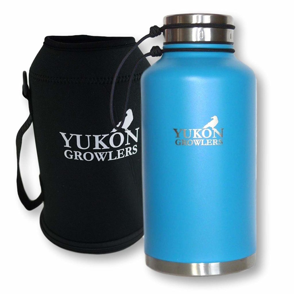 Yukon Growlers Insulated Beer Growler - Keep Your Beer Cold and Carbonated for 24 Hours in This Stainless Steel Vacuum Water Bottle