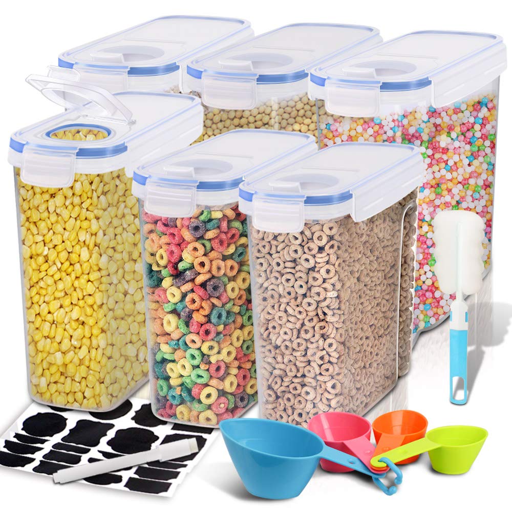 Set of SIX Cereal Storage Containers + Measuring Cups [Grain & DME