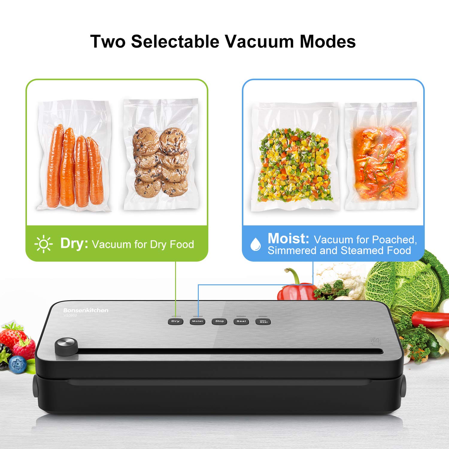 Bonsenkitchen Automatic Vacuum Sealer + Bags [Preserve Hops & More ...