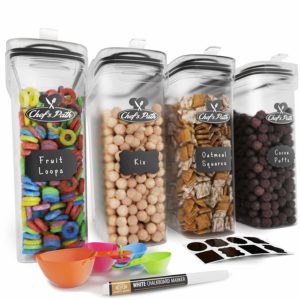 Cereal Storage Container Set of 4, Vtopmart Airtight Food Storage  Containers, 135.2 fl oz, Black