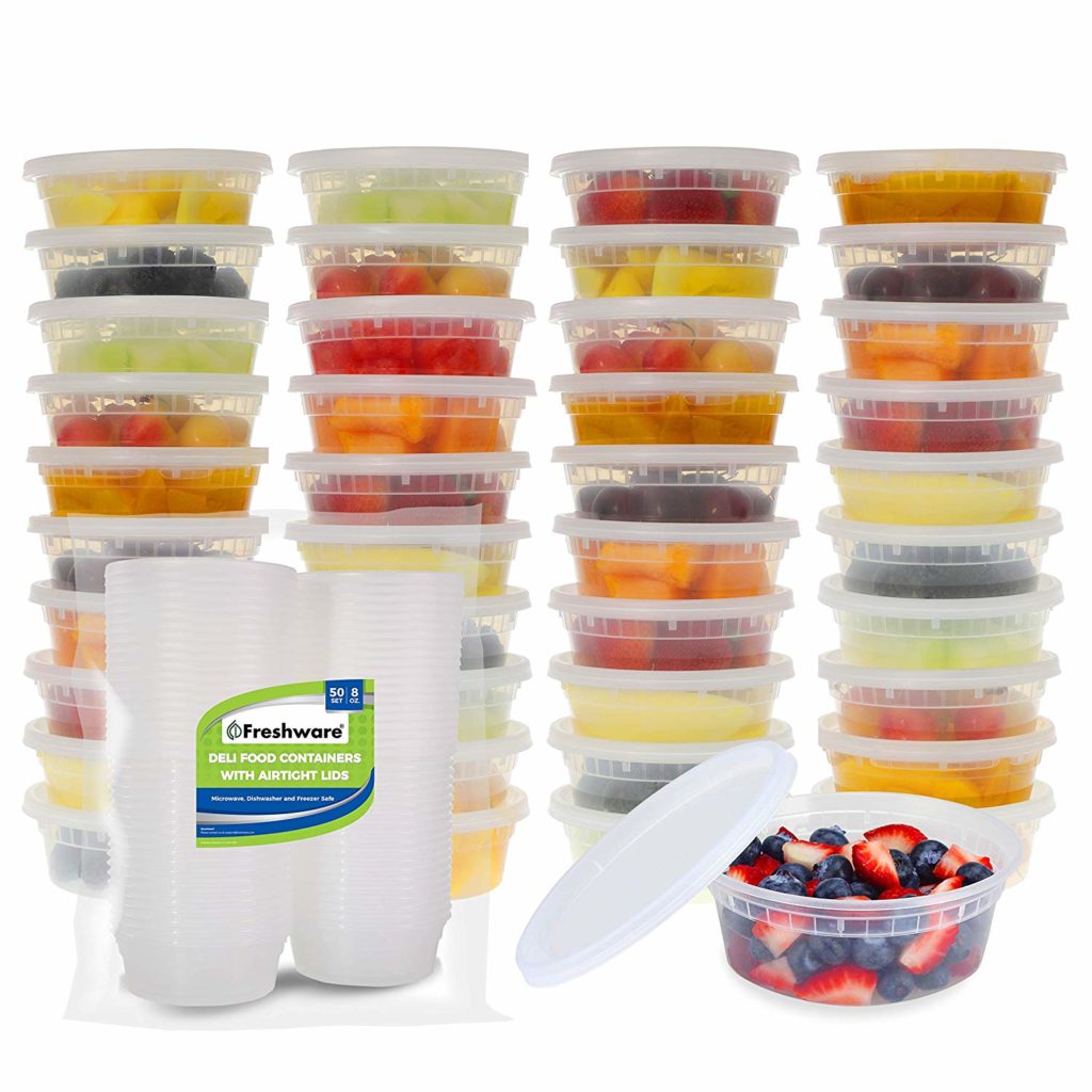 Freezer Soup Food Storage Containers With Screw On lids [32 Oz - 10 Pack]  Reusable Plastic Food Freezer Safe Container, leak proof, Airtight