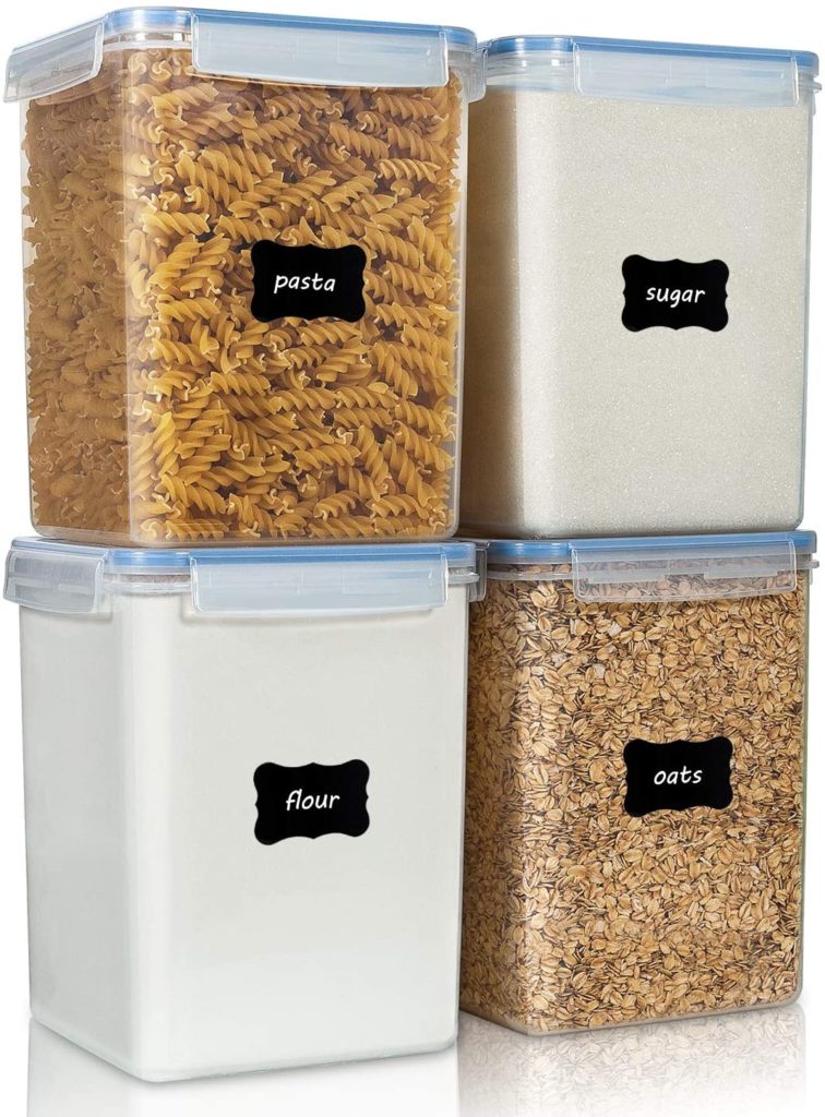 Four x LARGE 176 oz Airtight Container Set [DME, Grain Storage