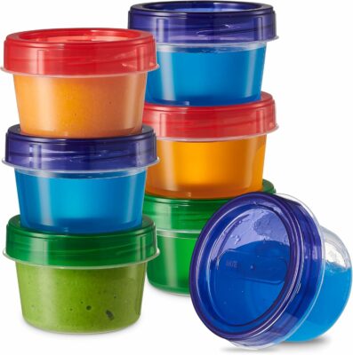 Baby Food Storage Containers 4 oz Food Storage Jars with Color Twist Lids Plastic Freezer Storage Pack of 24 