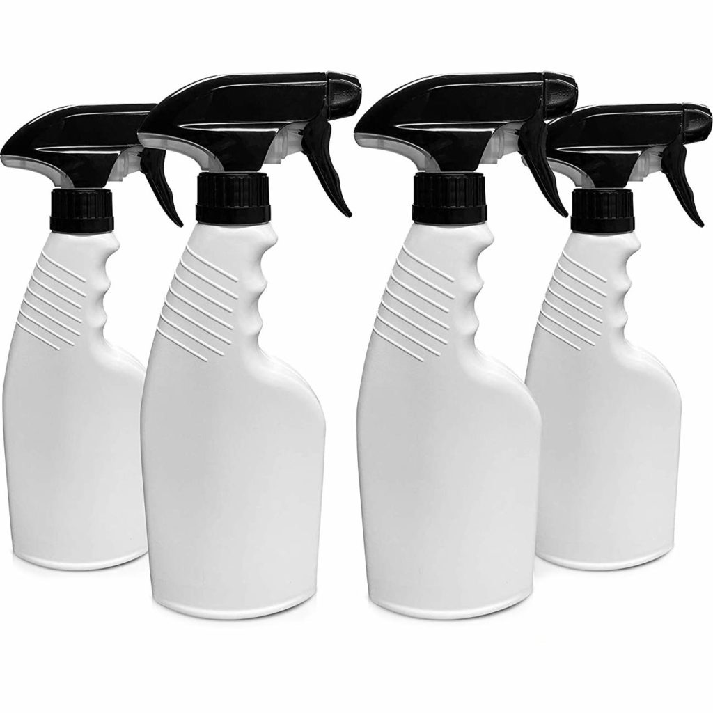 HavenLab 16oz 4 Pack Reusable Plastic Spray Bottle Sprayer for Bleach, Auto Detailing, Water Plants, Grilling, Haircuts, Cleaning, Disinfectant, Chemicals, HDPE, Non-BPA, Easy Squeeze Trigger.