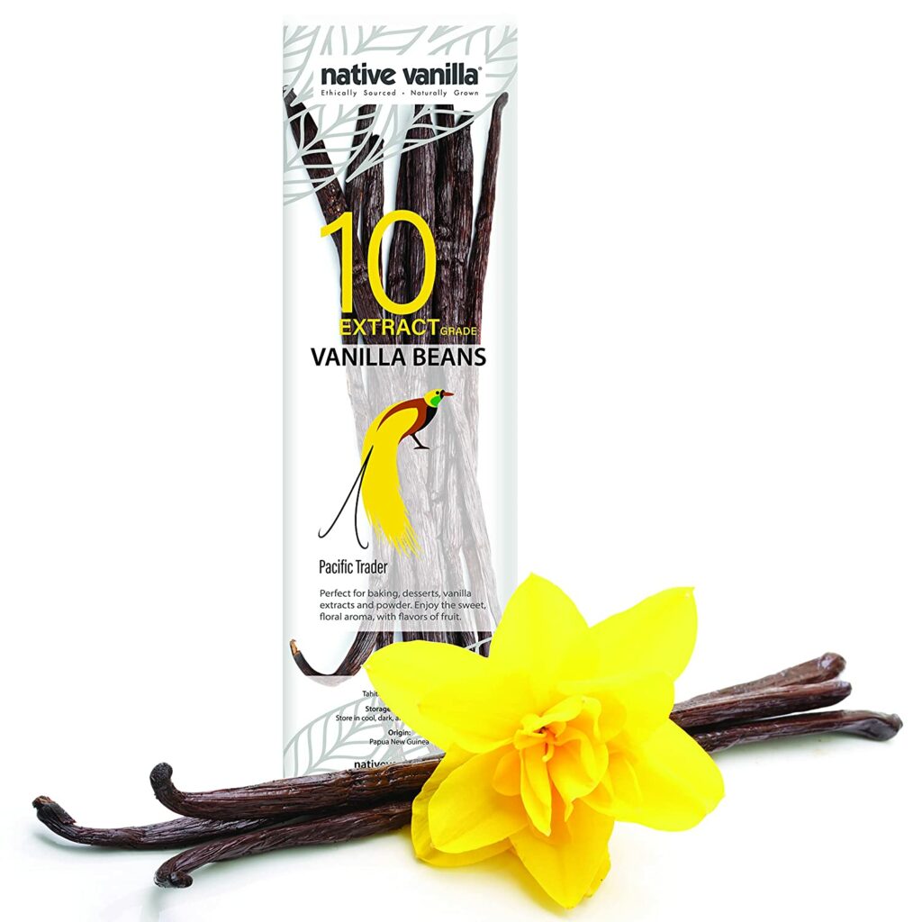 Native Vanilla Grade B Tahitian Vanilla Beans – 10 Total Premium Extract Whole Pods – For Chefs and Home Baking, Cooking & Extract Making – Homemade Vanilla Extract