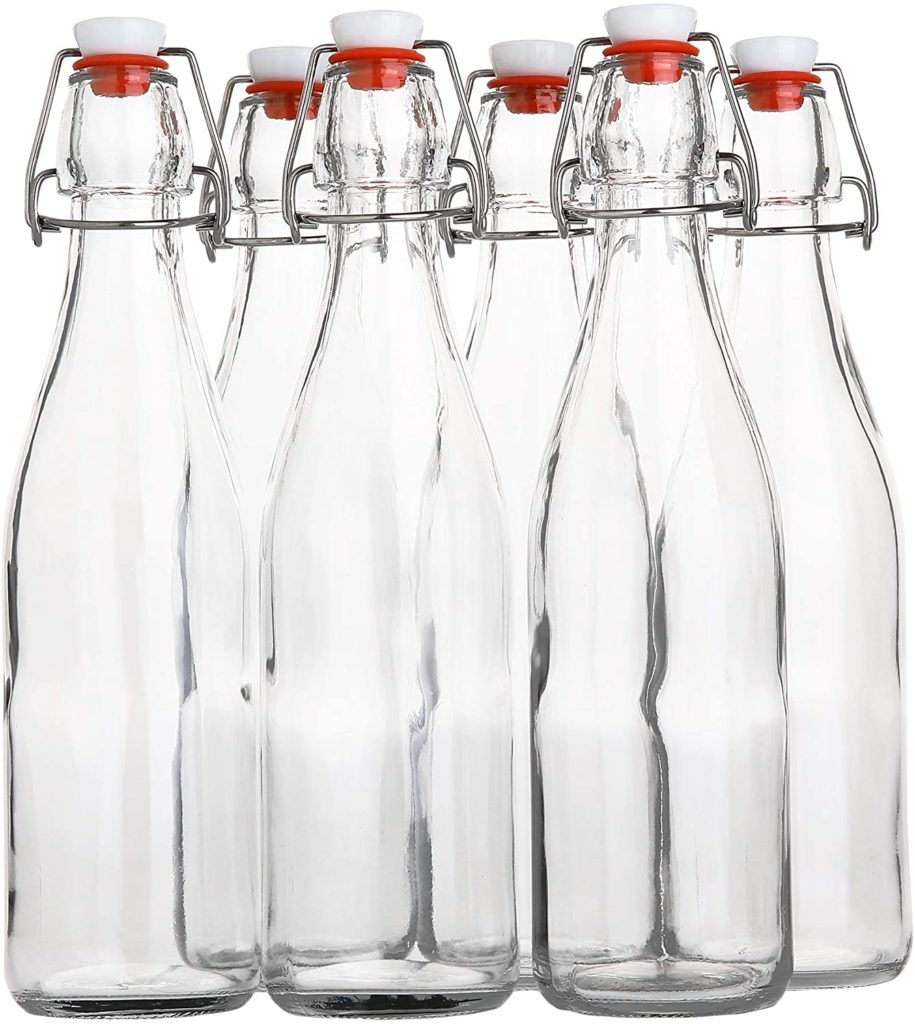 Otis Classic Swing Top Glass Bottles - Set of 6, 16oz w/ Marker