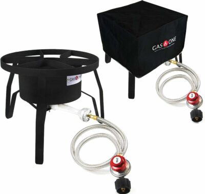 GasOne B-5300+50480 Burner with Cover High-Pressure Outdoor Propane Stove 