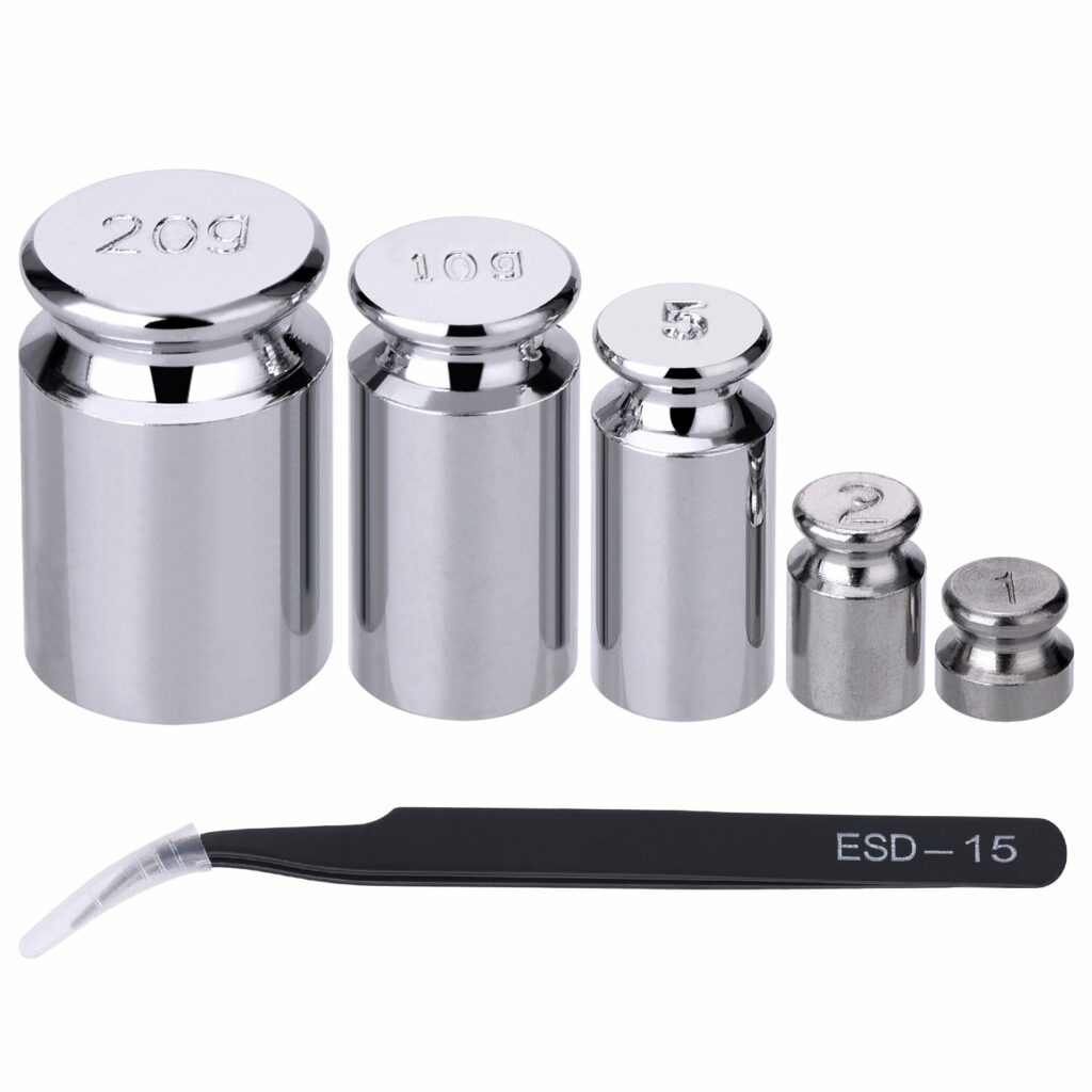 TOODOO 1g 2g 5g 10g 20g Gram Set for Digital Scale Balance and 1 Piece Calibration Weight Tweezer