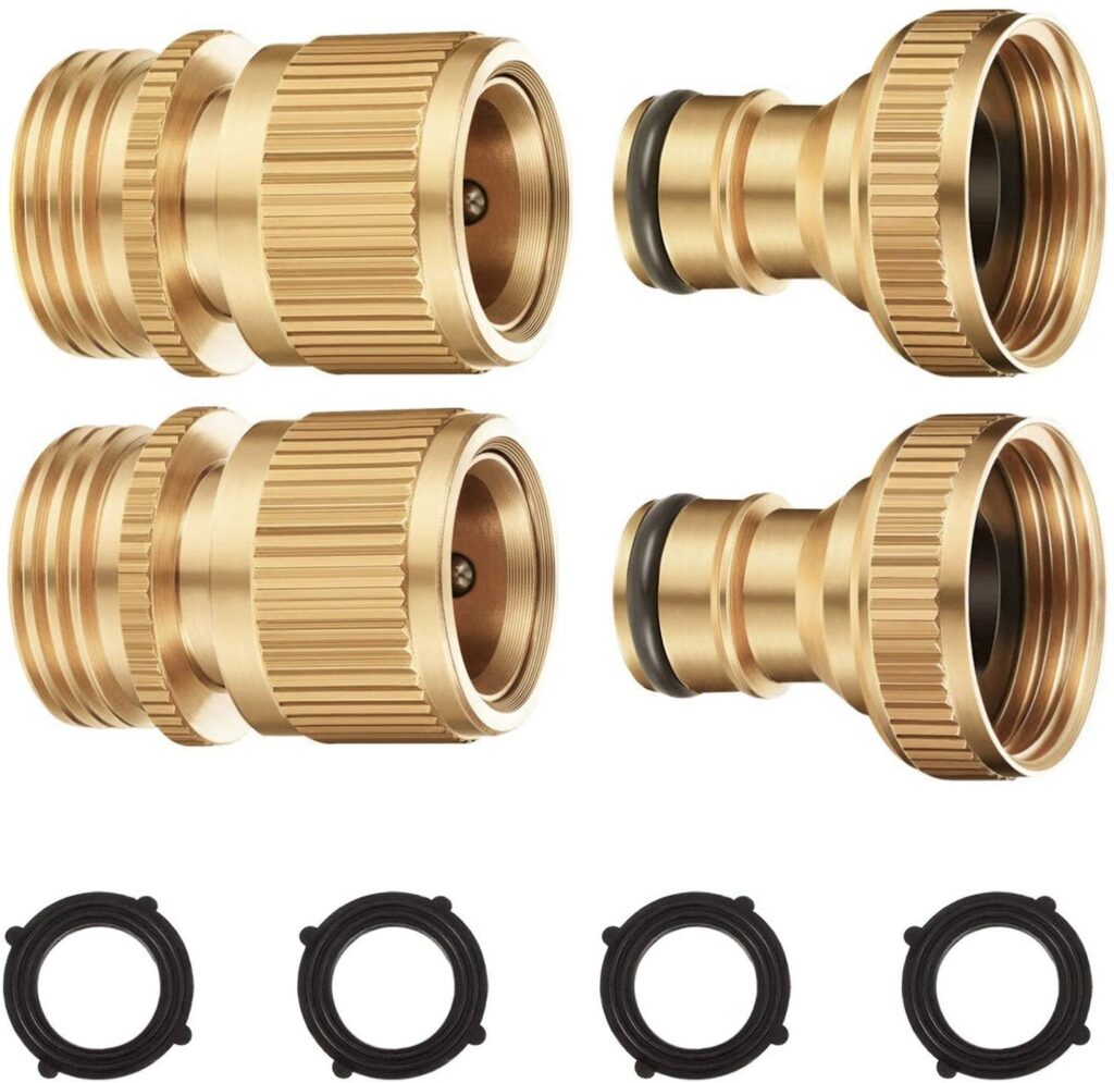 Riemex Garden Hose Quick Connector Set – Brass Garden Hose Quick ...