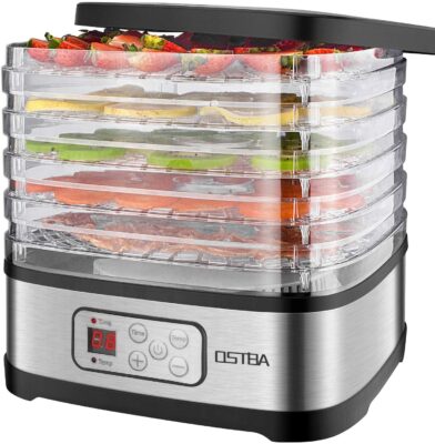 Ostba Food Dehydrator Machine, 9 Stainless Steel Trays Dehydrators for Food and Jerky, Herbs, Veggies, Fruits, Adjustable Temperature and 48H Timer