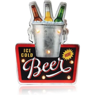Bar Signs, Arikit Metal Wall Decorations, Retro Tin Vintage Decor Signs, Handmade Wall Art Hanging Design Light Up Sign, for Cafe, Bar, Home, Kitchen, Living Room-Battery Operated