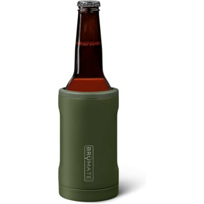 BrüMate Hopsulator Bott'l Insulated Bottle Cooler for Standard 12oz Glass Bottles | Glass Bottle Insulated Stainless Steel Drink Holder for Beer and Soda (OD Green) 