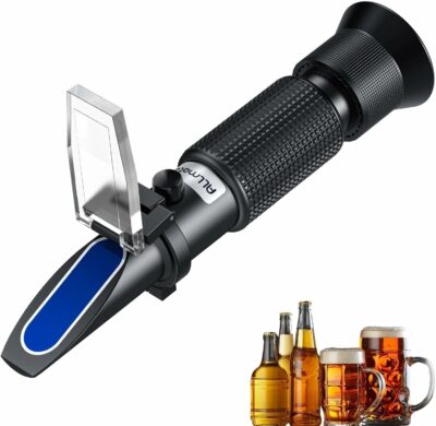 Brix Refractometer with ATC Dual Scale Specific Gravity 1.000-1.130 and Brix 0-32% Digital Handheld Homebrewing Tool for Beer and Wine Makers Homebrew Brix Meter Fruit Sugar Content 