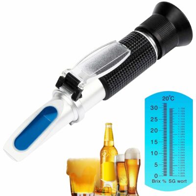 Refractometer for Beer Wine Brewing Brix Beer Refractometer Dual Scale 1.000-1.130 and Brix 0-32% for Measuring Sugar Content in Fruit Beverage 