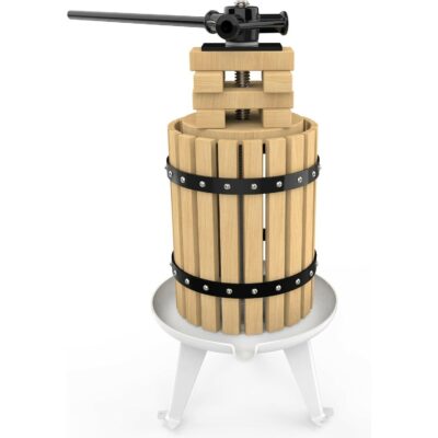 SQUEEZE master Fruit Press- 1.6 Gallon/6L-Solid Wood Basket Wine Press-Vintage traditional juicer-6 Press Wooden Blocks-Pole Handle Bar for Juice,Wine,Cider-1 free filter bag included