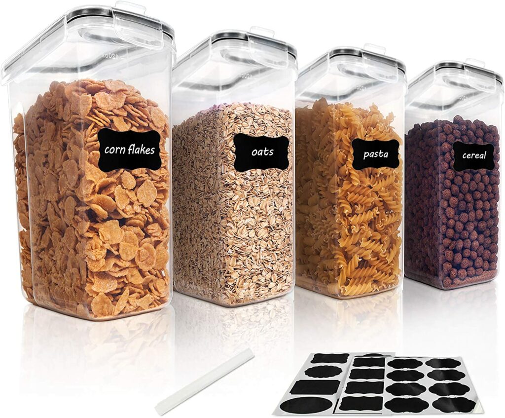 2x Rice Storage Containers With Airtight Design With 2 Side Locking Lid Bpa  Free Plastic Measuring Cup Pourer