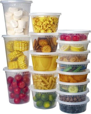 Orgtiv [60 Sets 16oz Deli Containers with Lids,Plastic Storage Containers  with Lids,Freezer To Go Containers