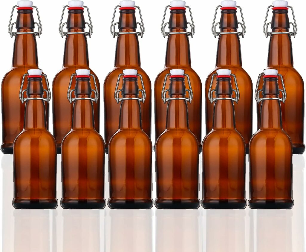 Otis Classic Swing Top Glass Bottles with Lids - Set of 6, 16oz, Flip Top  Stoppers 