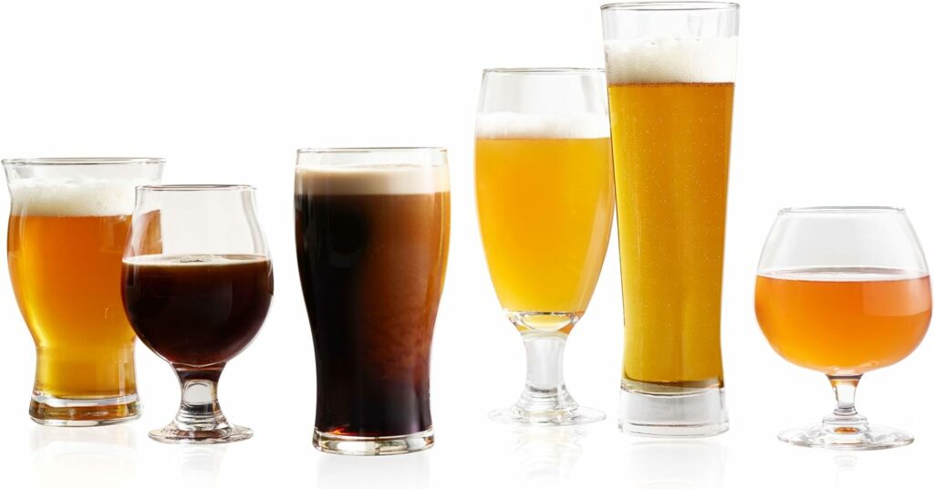 Libbey Craft Brews Assorted Beer Glasses Set of 6, Beer Glass Gift Set, Assorted Beer Glasses, Lead-Free Beer Glass Bundle