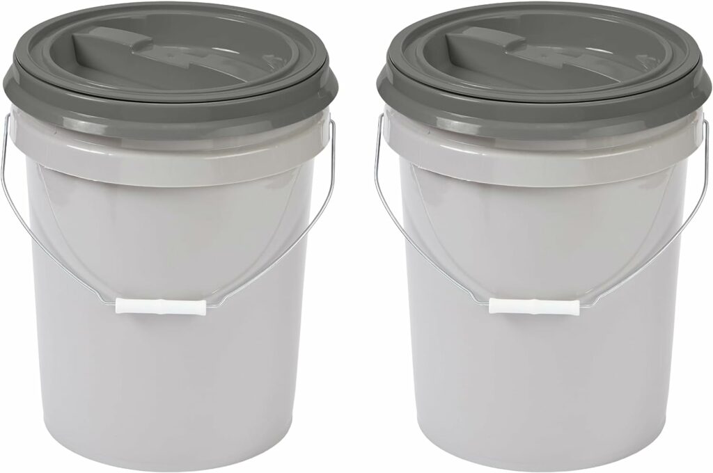 3.5 Gallon White Plastic Bucket with Lid - Durable 90 Mil All