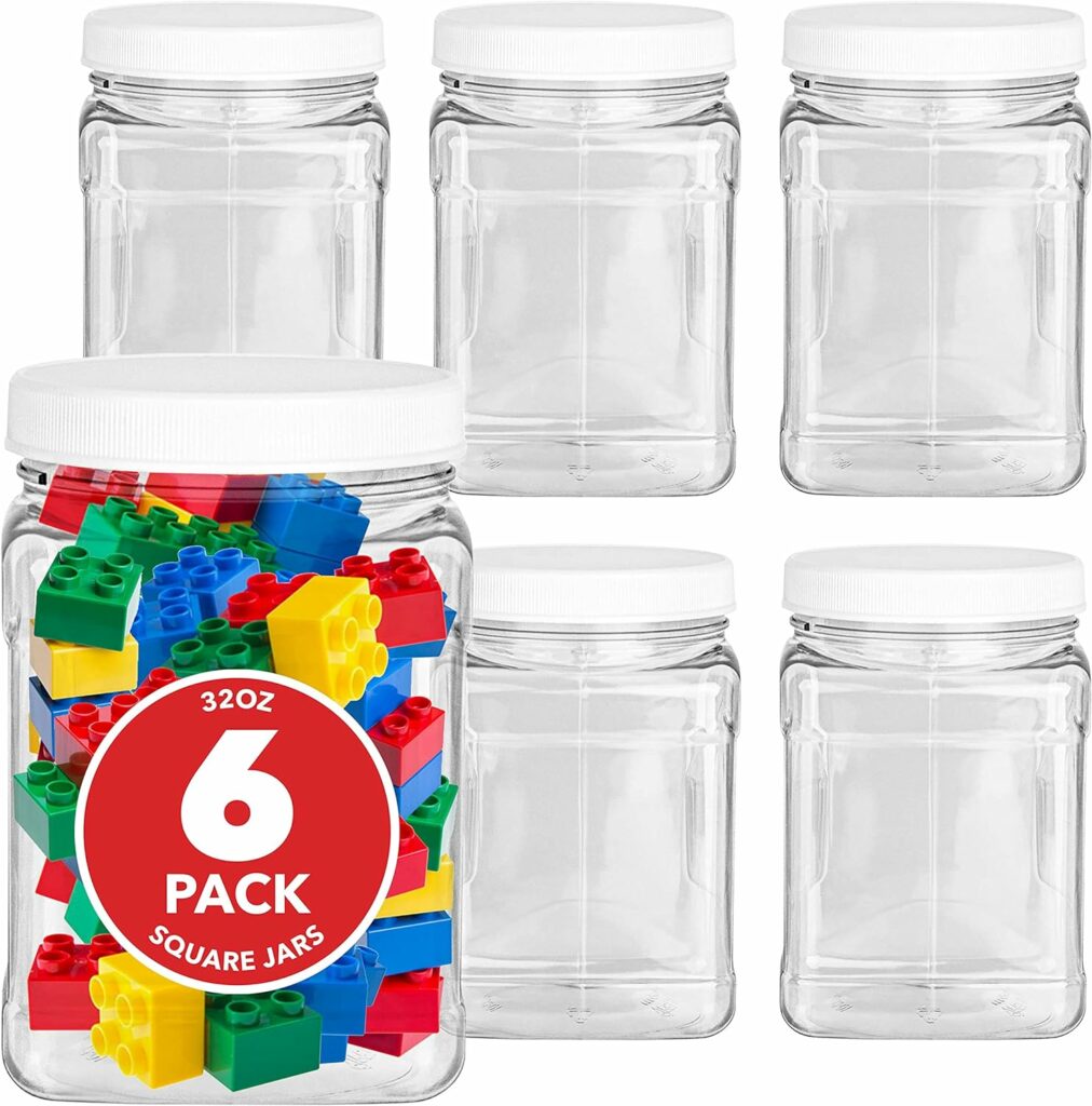 Square 32 Oz Storage Canisters, 6 Count [DME, Grain Storage & more