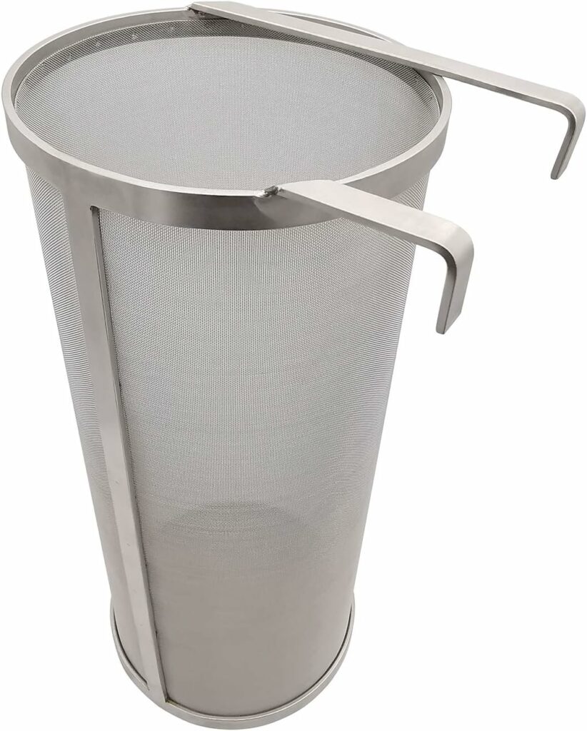 Hop Hopper Spider Strainer Basket Filter for Homebrew Hops Beer & Tea Brewing Bucket Fermenter Kettle, 304 Stainless Steel 300 Micron Mesh - 6" x 14" 