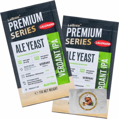 LalBrew Verdant IPA Brewing Yeast (2 Pack) - Make Beer at Home - 11 g Sachets - Saccharomyces cerevisiae - Sold by CAPYBARA Distributors Inc.