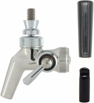Stainless Steel Beer Flow Control Faucet high Flow Beer Faucet Commercial Beer Keg Tap Beer Tap for Home Brewing with Dust Covers and a Handle

