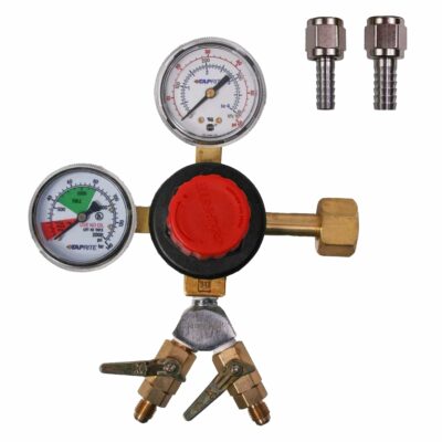 Taprite WYE'd Dual Check Valves Beer Regulator - Draft Beer and Homebrew Keg Co2 Cylinder Tank Pressure Regulator and Gauge