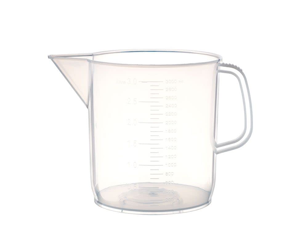 United Scientific™ Polypropylene Pitchers 81124 | Polypropylene Short Form Pitchers | 3000ml Capacity | 100ml Graduations| Beakers with handle spout | 3000ML (Pack of 6)