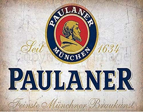 AMELIA SHARPE Tin Signs Vintage Paulaner Beer Germany Vintage Pub BAR Wall Decoration Metal Sign Home Bar Garage Decoration Sign 8x12 Inch