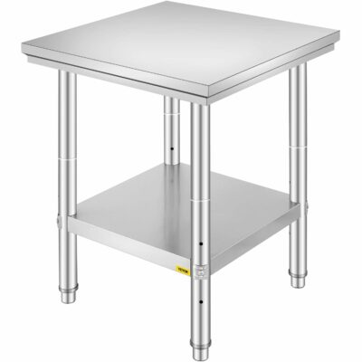 Vevor Stainless Steel 24 x 24 x 32 Inch Commercial Kitchen Prep & Work Table Heavy Duty Metal Work Table with Adjustable Feet for Restaurant, Home and Hotel : Industrial & Scientific