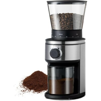 Ollygrin Coffee Grinder Electric Burr Mill, Conical Burr Espresso Coffee Grinder, Coffee Bean Grinder With 30 Adjustable Settings Precise Setting For 2-12 Cups Stainless Steel Silver 