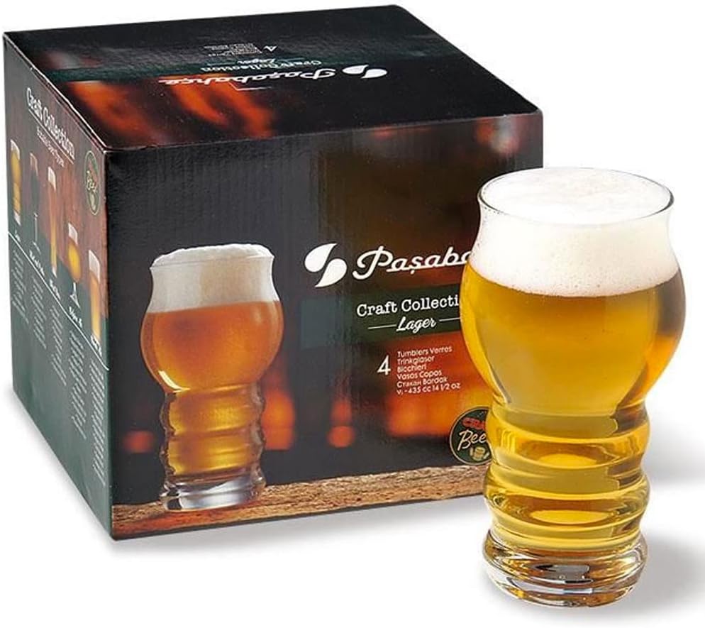 Safdie & Co. 4 Piece Craft Beer Lager Glass Set 435ml - Modern Drinkware For Your Favourite Beer 