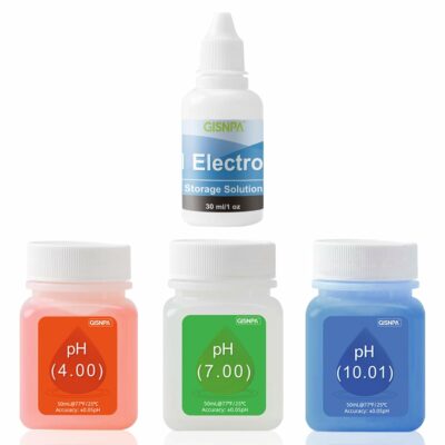 pH Meter Calibration Solution Kit (pH 4.00, 7.00 & 10.01), 3 Bottles 50ml pH Calibration Buffer Solution and 30 ml KCL pH Protective Solution for All pH Meters 