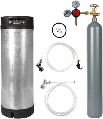 Keg Kit for Homebrew Includes Reconditioned 5 Gallon Ball Lock Keg Recertified 7 lb. CO2 Cylinder Regulator and All Accessories 